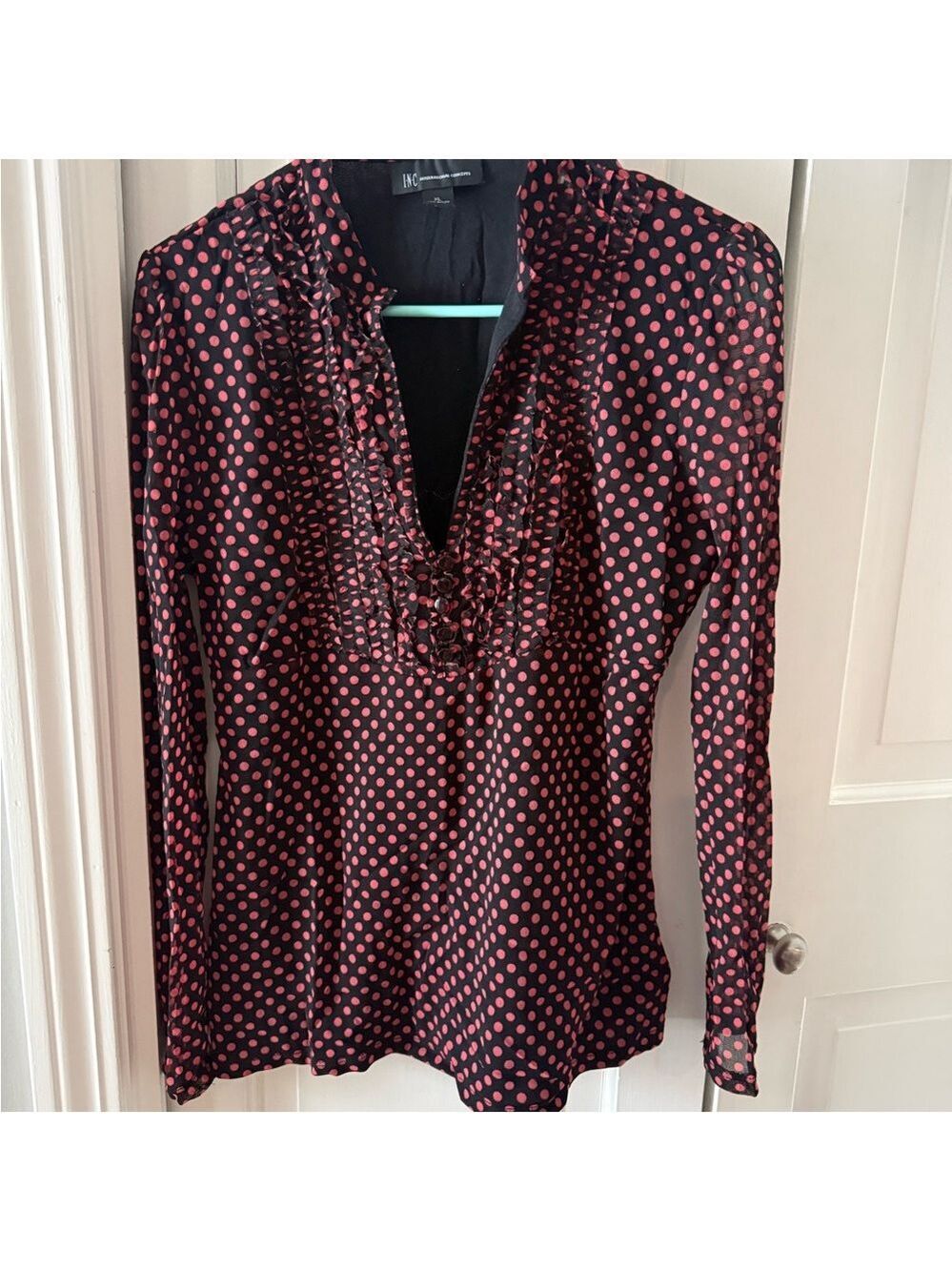 INC International Concepts Black and Red Polka Dot Blouse